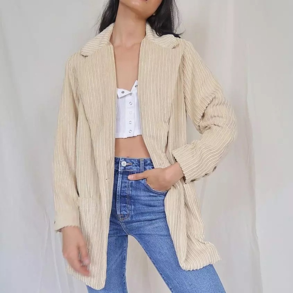 Corduroy Cream Jacket Oversized Extra Small
